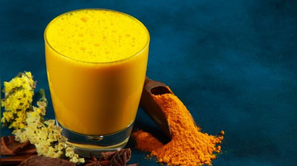 Golden turmeric latte in a mug