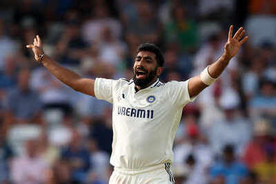 Jasprit Bumrah celebrates a wicket against England