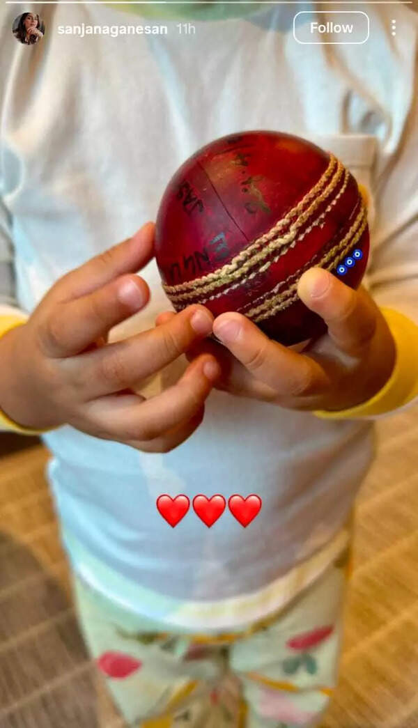 Sanjana Ganesan's Instagram post featuring Jasprit Bumrah's performance