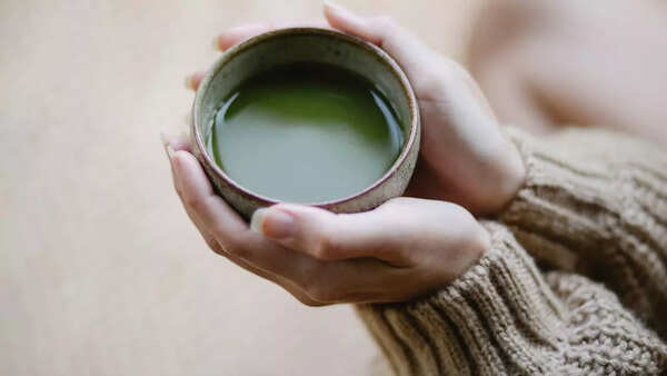 Matcha latte with frothy top