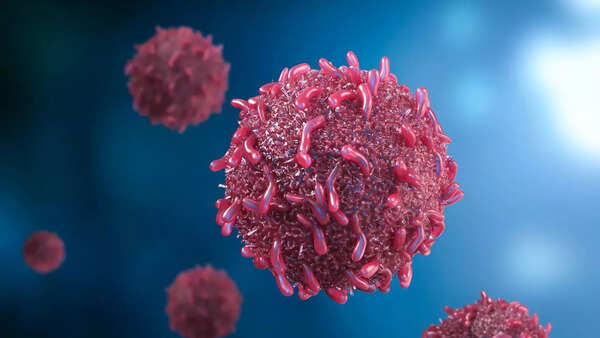 Close-up of blood sample being analyzed for cancer markers