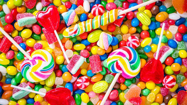Colorful candies containing artificial food dyes.