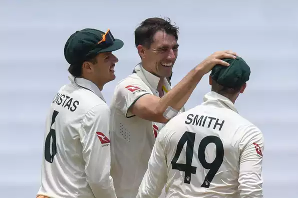 Cummins celebrates the series win against West Indies.