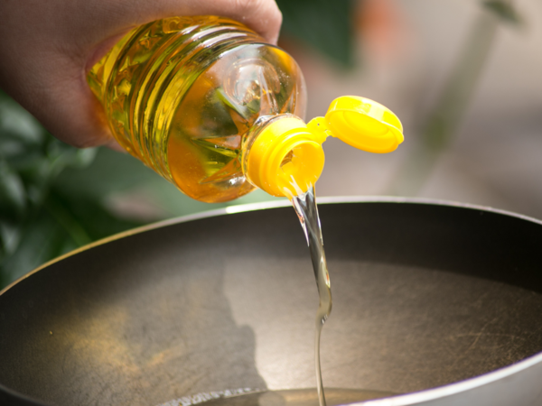 A bottle of vegetable oil.